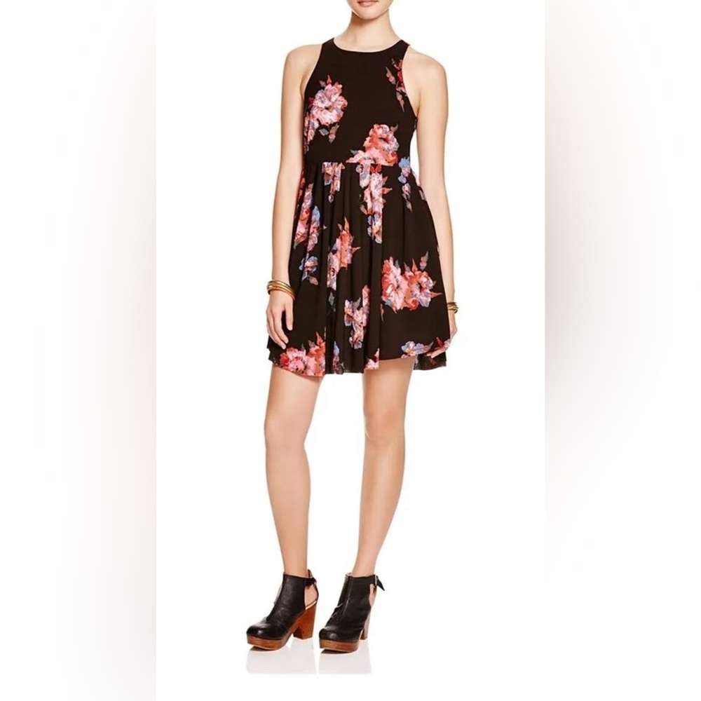 Free People Flutterby Floral Sleeveless Mini Dress Size 4 Twilight Combo Boho